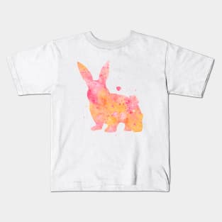 Peachy Pink Bunny Watercolor Painting 2 Kids T-Shirt